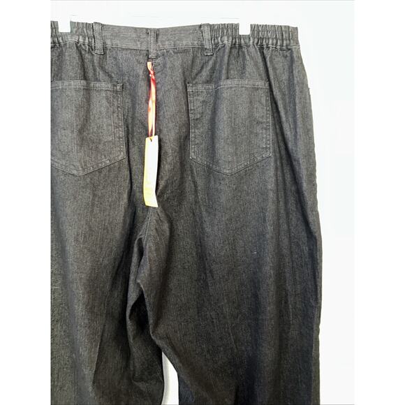 NWT Ruby Rd Woman 18W Black Jeans Wide Leg Pull On Stretch Denim Elastic Relaxed - Picture 9 of 11